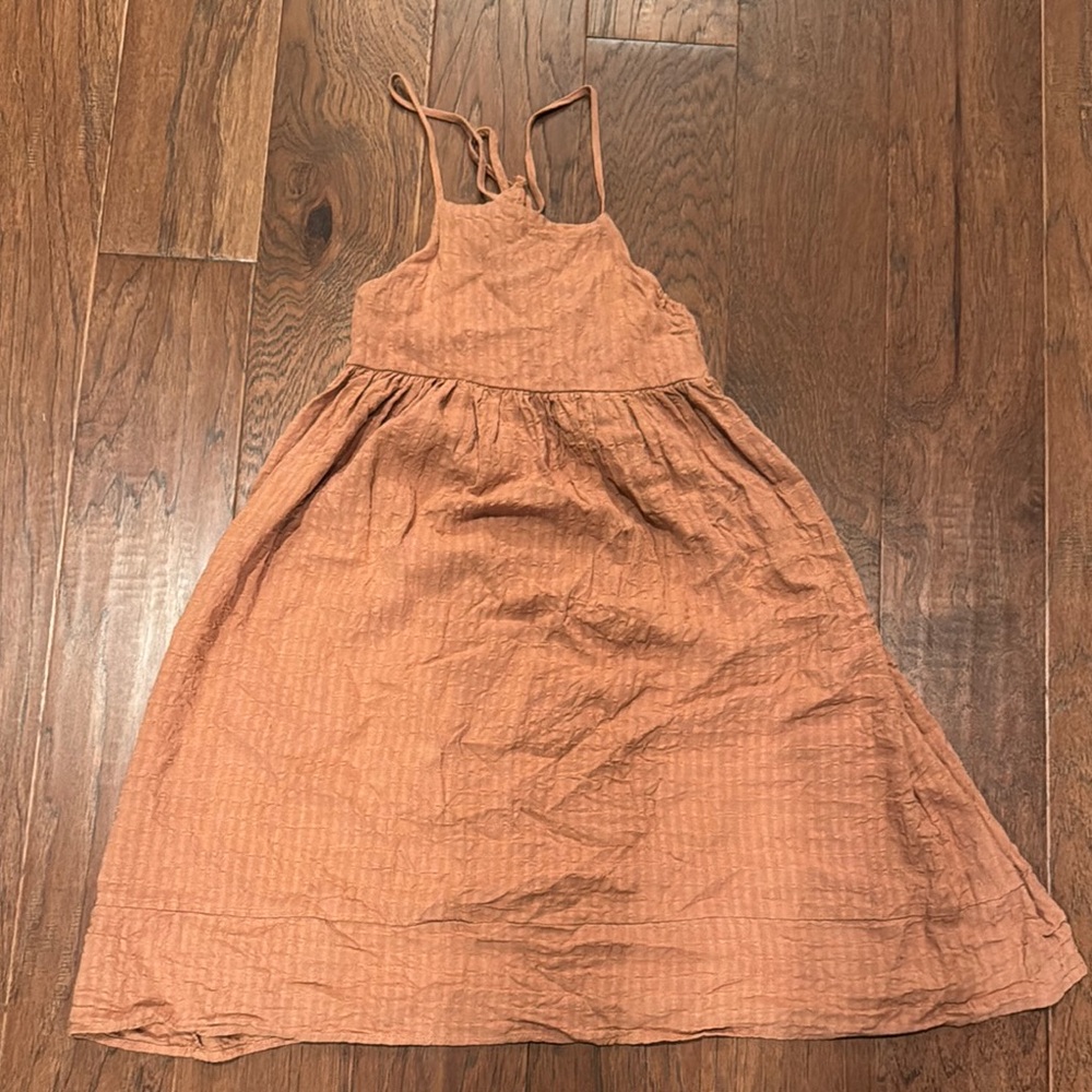 Rylee + Cru Orange Pink Ribbed Smocked Sundress